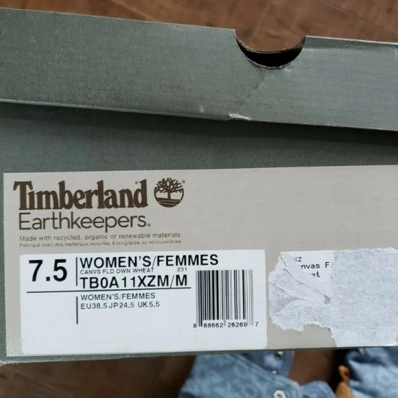 TIMBERLAND Earthkeepers Canvas Fold Down RARE WHEAT/ FLORAL Boots Women Sz US7.5 - Picture 7 of 12